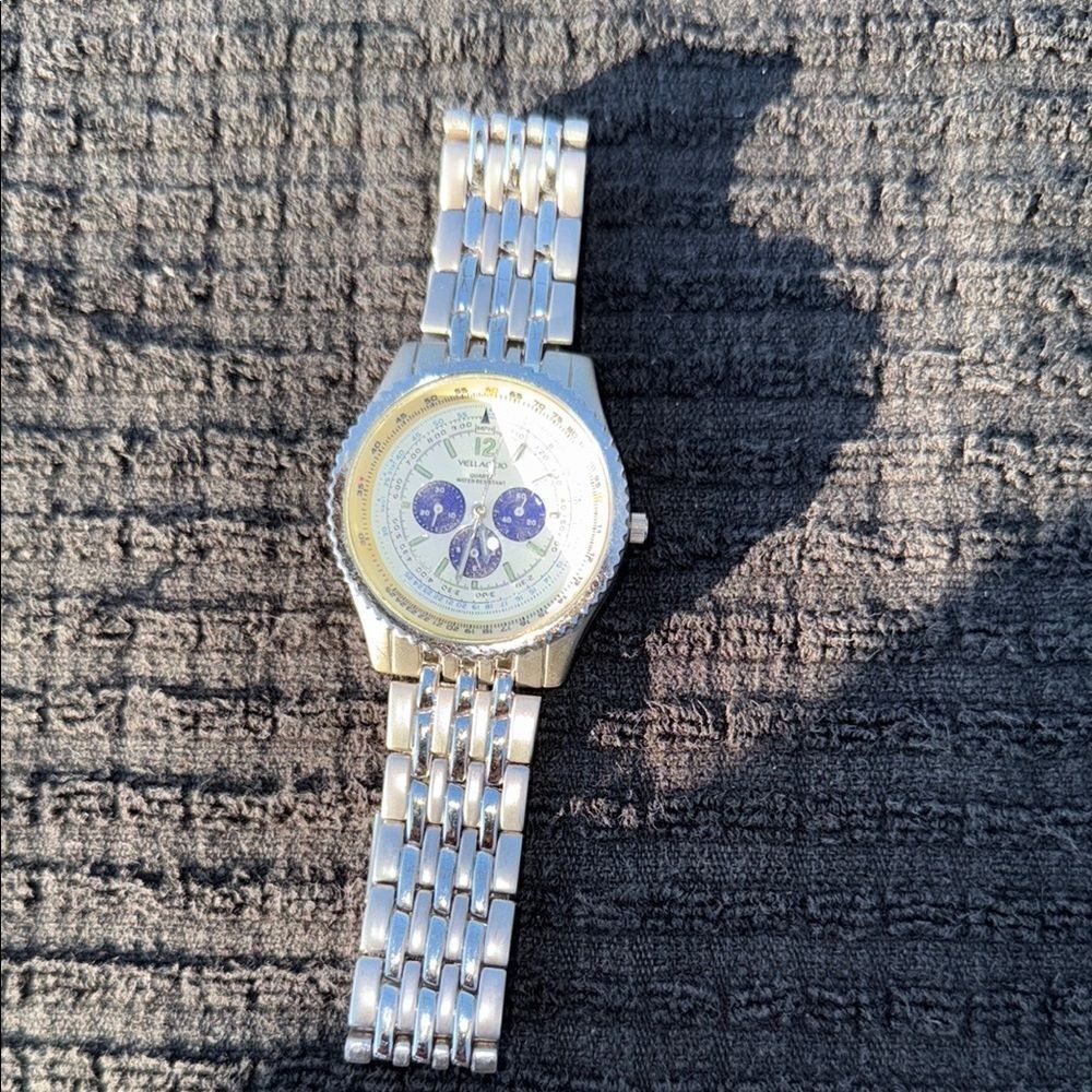 Vellaccio Silver Gold Watch Blue Accents